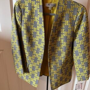 Kasper Vibrant Yellow and Gray Blazer